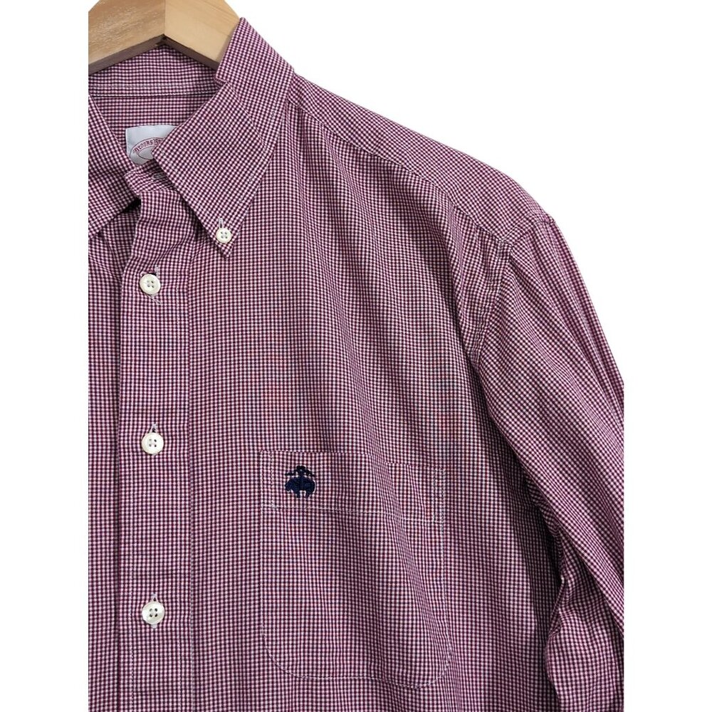 Brooks Brothers Button Down Shirt Mens M Red White Check Preppy Office Casual